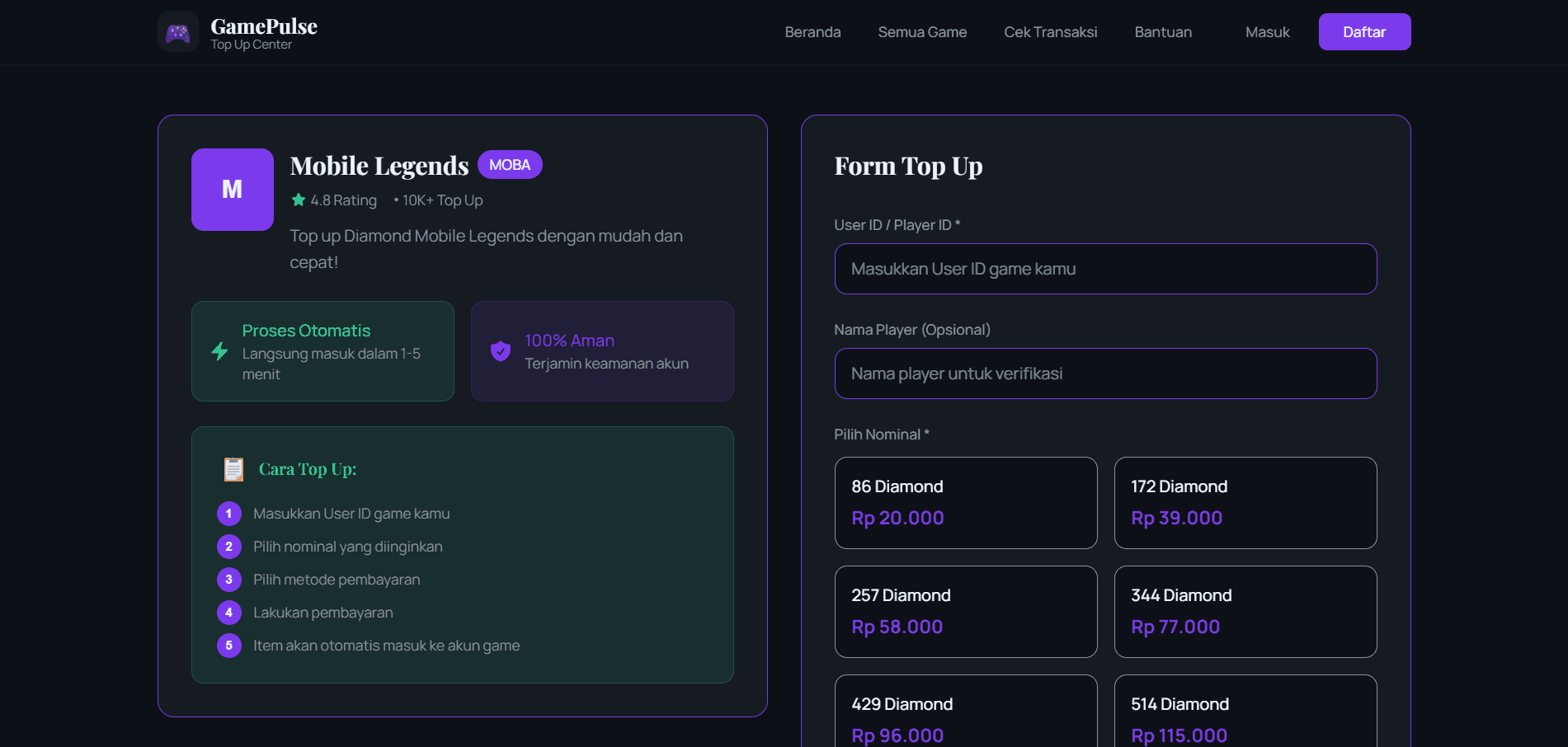 Website Top-Up Game preview 2